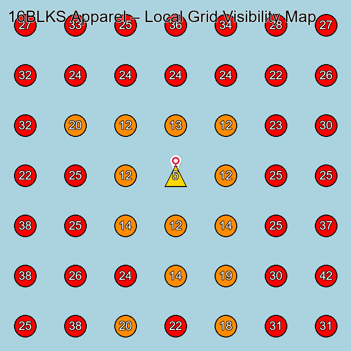 16BLKS Apparel GeoGrid visibility map for Toy And Game Manufacturer in None